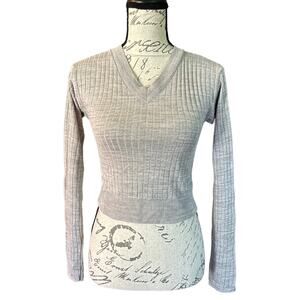 BP Reagan Rib Crop Sweater Heather Gray Size Small NWT